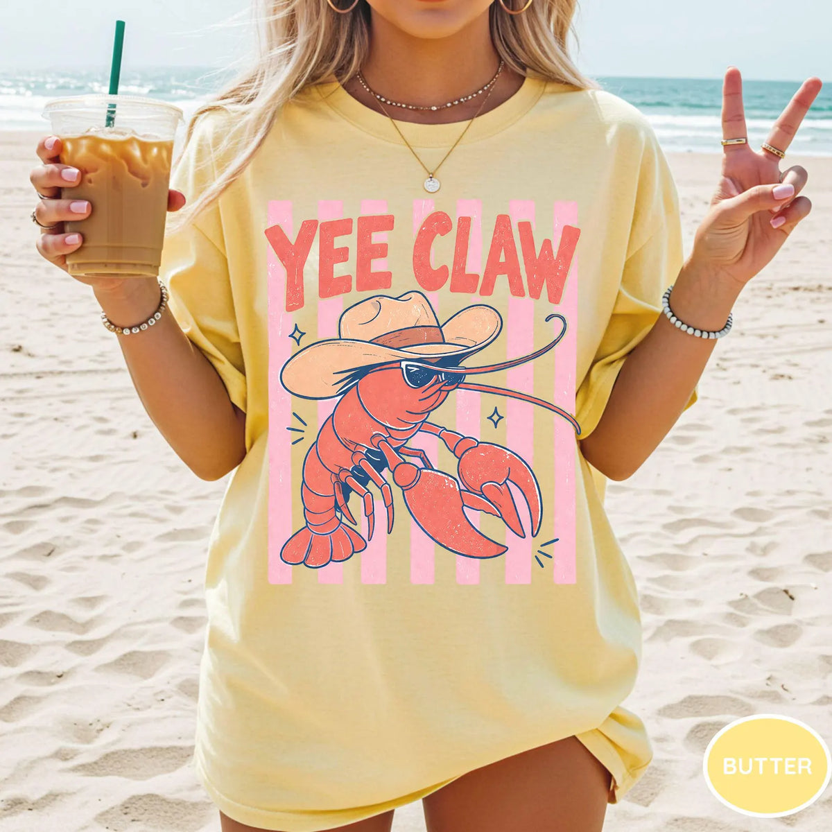 Comfort Colors Lobster Cowboy Shirt, Yee Claw Shirt, Funny Western Beach Shirt, Coastal Cowgirl Graphic Tee, Trendy Cute Lobster Tee, Beach bf2c6aa1-f3c6-47fb-826a-06ac8ea9e6ac-sddsd-3-.webp