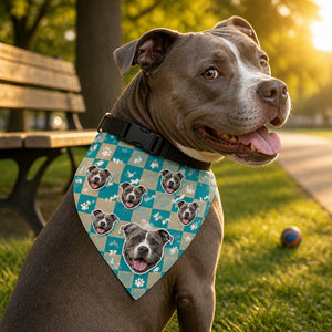 Custom Pet Photo Pattern Bandana – Checkerboard Bones Edition - Personalized Pet Bandana Collar With Adjustable Buckle bf36234d-3d81-484e-9c89-6330f9e1d7f4.jpg