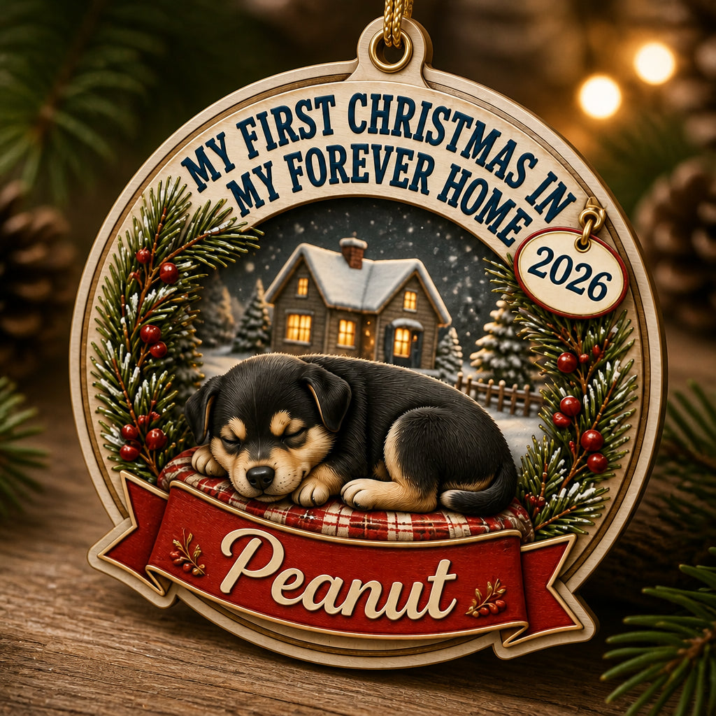 My First Christmas In My Forever Home – Custom Pet Name & Year Ornament - Personalized 3-Layered Wood Ornament bf483a8d-c176-449c-a794-f3b496237d7d.jpg