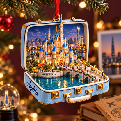 Personalized 3D Lotte World Castle Suitcase Christmas Ornament – Seoul South Korea Travel Souvenir & Gift for Seoul Lovers bf63049d-2067-4662-812c-404832106e14-Lotte-World-Christmas-suitcase-ornament-1.png