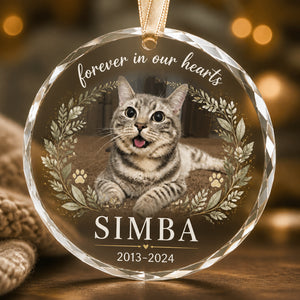 Pet Memorial Photo Ornament - Forever In Our Hearts - Personalized Crystal Ornament bf66f72e-1c65-43aa-b57d-614233666a84.jpg