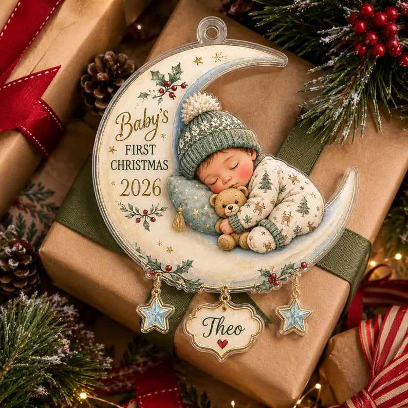 Personalized Baby First Christmas Acrylic Ornament 2026, Custom Name Moon and Stars Keepsake, Newborn Christmas Gift for New Parents bf67a255-57a3-497d-83ec-007a431f78e6-il_794xN.8393339689_bk0m.webp
