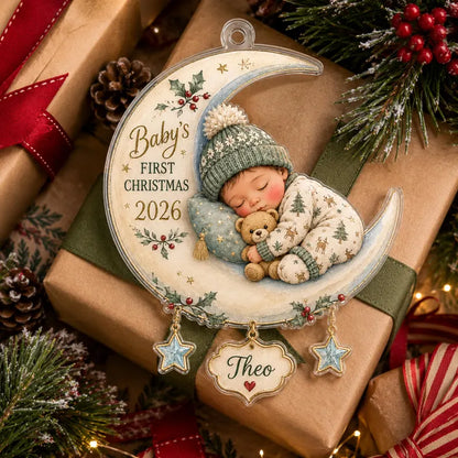 Personalized Baby First Christmas Acrylic Ornament 2026, Custom Name Moon and Stars Keepsake, Newborn Christmas Gift for New Parents bf67a255-57a3-497d-83ec-007a431f78e6-il_794xN.8393339689_bk0m.webp