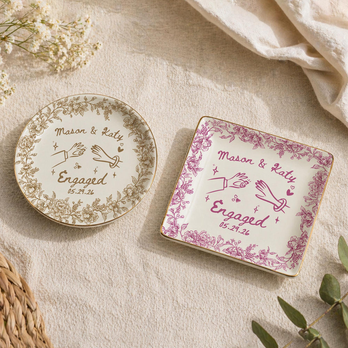 Personalized Ceramic Ring Dish, Custom Engagement Gift, Whimsical Gift for Engaged Couples Newlyweds Friends, Wedding Bride & Groom bf75ee05-a2c0-41bb-a6ff-a97b2cdcf54c-12.jpg