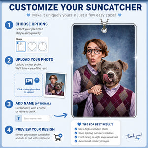 Custom Pet + Owner Head‑Swap Suncatcher – Studio Portrait - Personalized Suncatcher Ornament bf82e3a7-753c-4b2c-924c-0e52e7883d3d.jpg