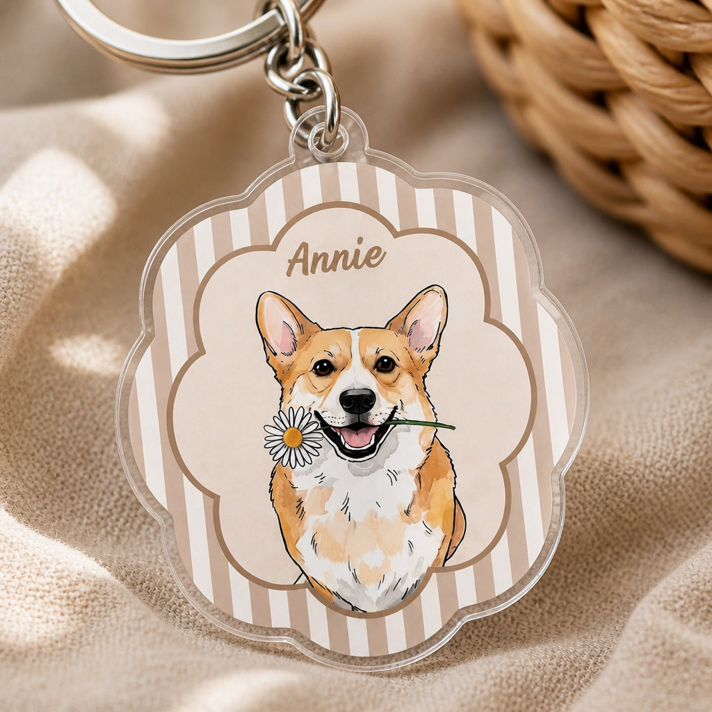 Custom Pet Portrait Keychain with Name | Oval Cameo - Personalized Acrylic Keychain bf86416a-ef62-43b7-aedd-8a2efc2b17db.jpg