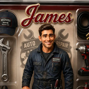 Custom Mechanic Acrylic Plaque, Personalized Auto Technician Action Figure Display, Garage Worker Retirement Gift bf9890fa-15f8-436d-ac69-c4d4b15fa9a0-FGFH-2-.webp