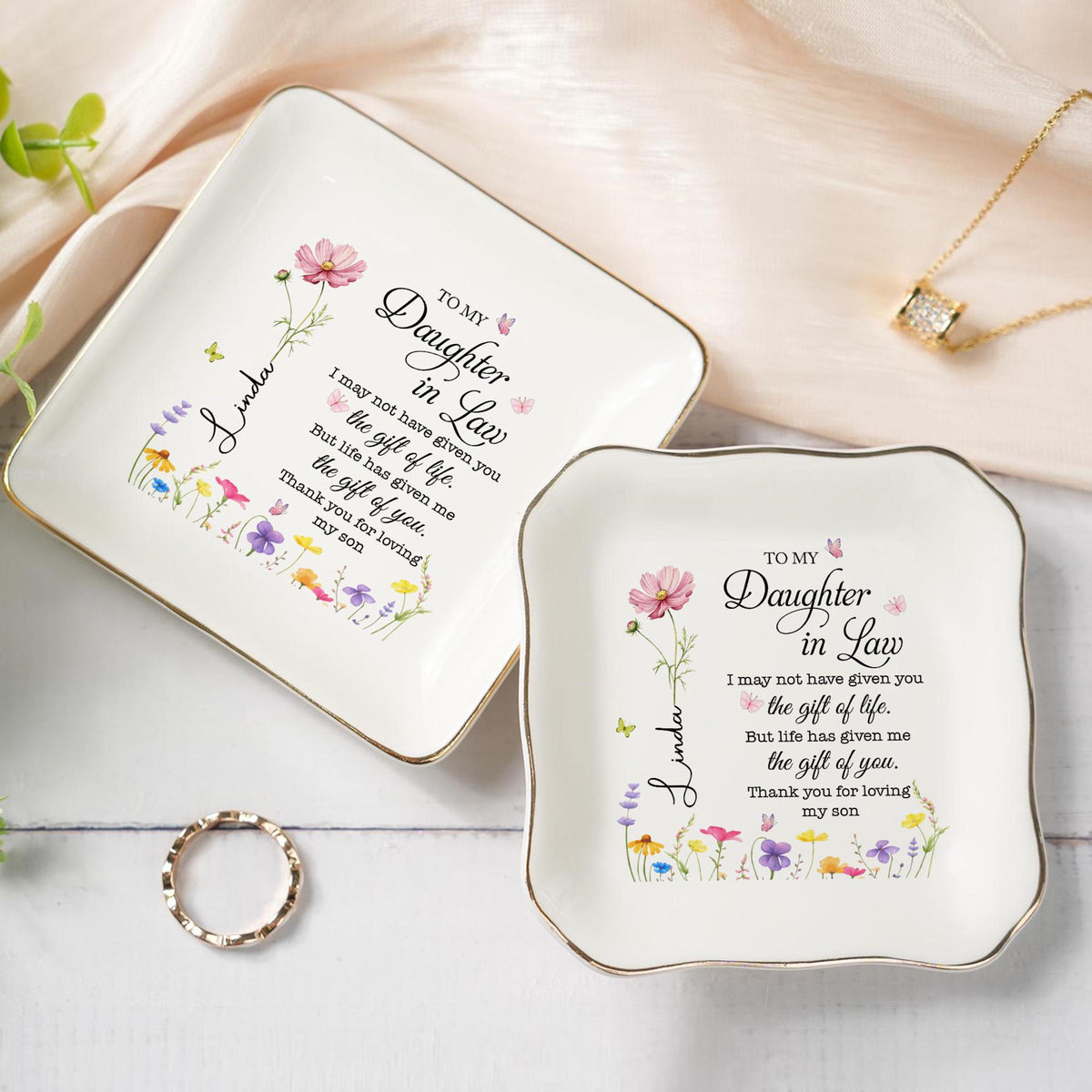 Personalized To My Daughter In Law Ceramic Jewelry Dish, Custom Wedding Ring Dish Gift For Daughter In Law, Gift From Mother In Law bfa02d64-9f5f-4d7e-90b7-19dd8ad9cc7f-2.jpg