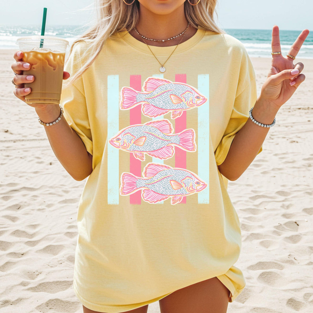 Comfort Colors Fish Stripes Shirt - Coastal Beach Summer Trendy Pink Preppy Trending Stripes - Summer Vibes T-Shirt - Cute Boho Summer Tee bfbed488-52e3-472d-9245-fb0228ba08f8-3.jpg