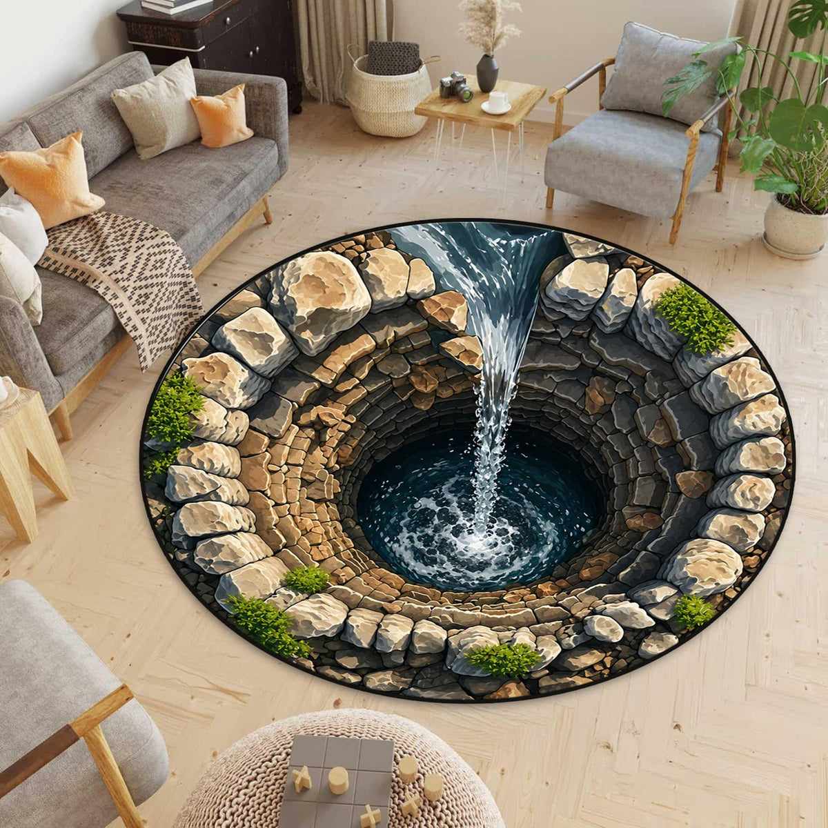 3D Stone Pit Hole Round Rug Optical Illusion Carpet Pool Hole Floor Mat Funny Novelty Rug Indoor Doorway Living Room Decor,printed rug bfc2858a-96bc-47d4-83fe-9c81d3cc567e-1.jpg