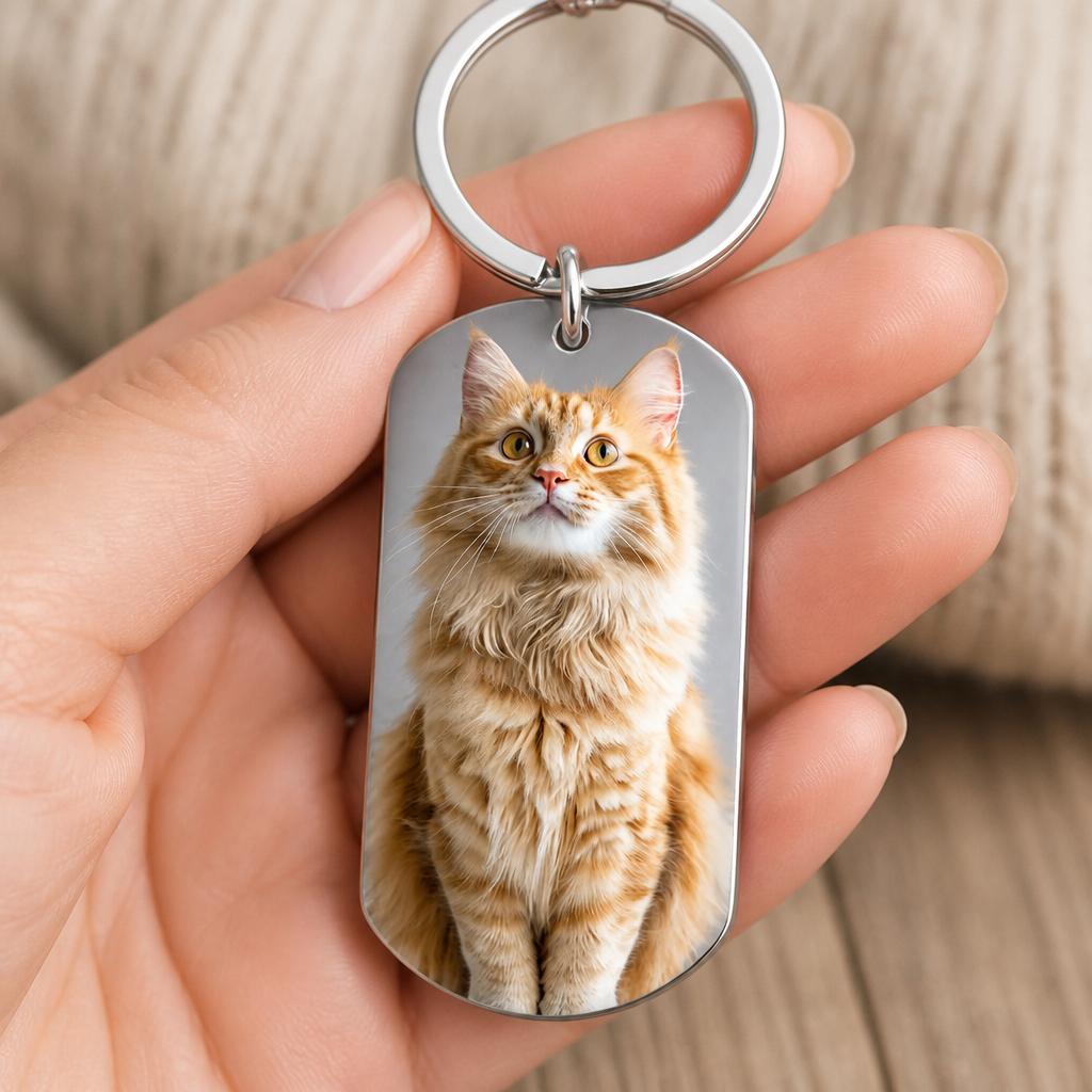 Pet Memorial Photo Keychain – “Don’t Cry For Me, I’m OK” – Custom Photo & Name - Personalized Stainless Steel Keychain bfe33778-934f-4df0-acce-c880dd2b5c58.png