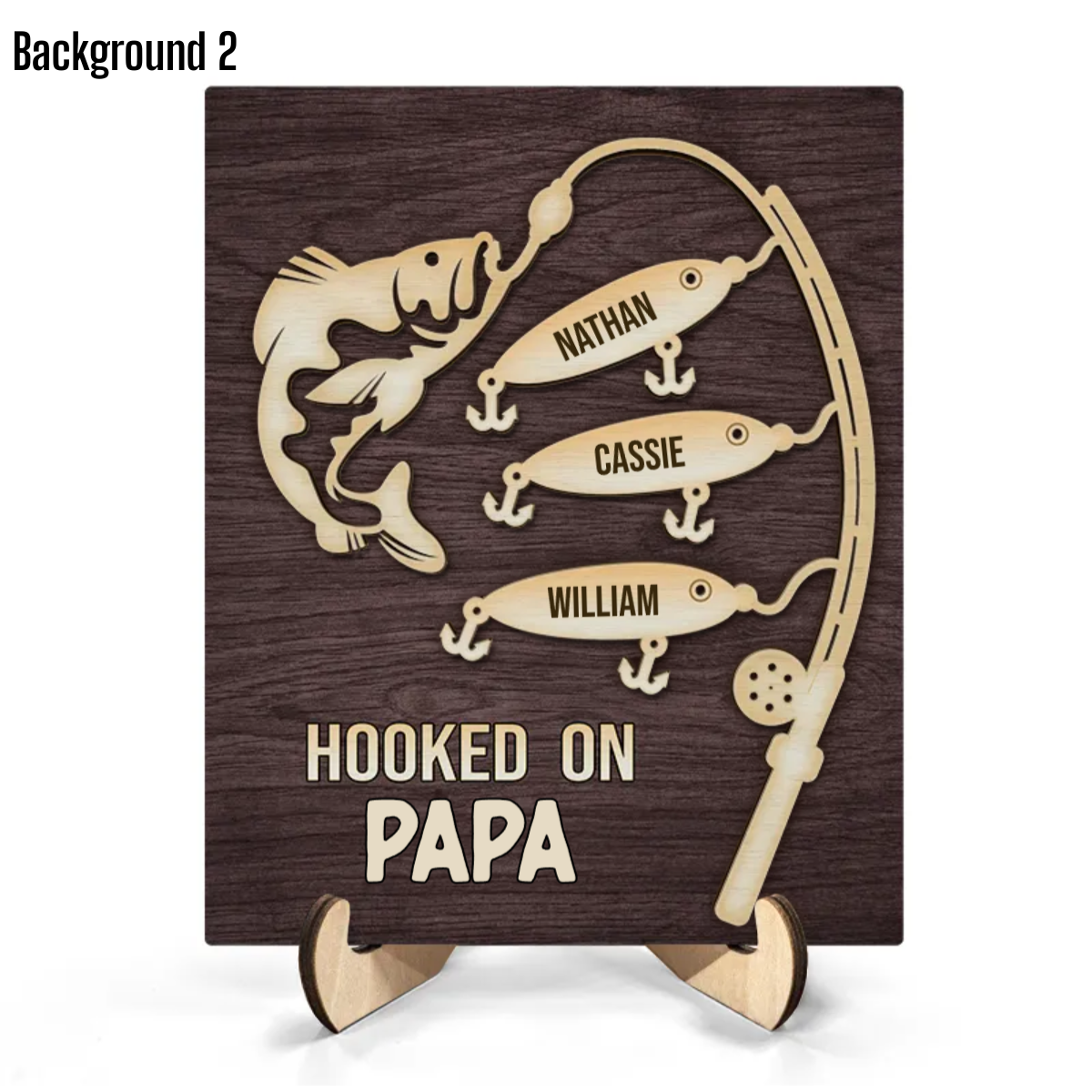 Hooked On Grandpa Daddy - Personalized Wooden Plaque - Gift For Grandpa, Dad, Father's Day Gift