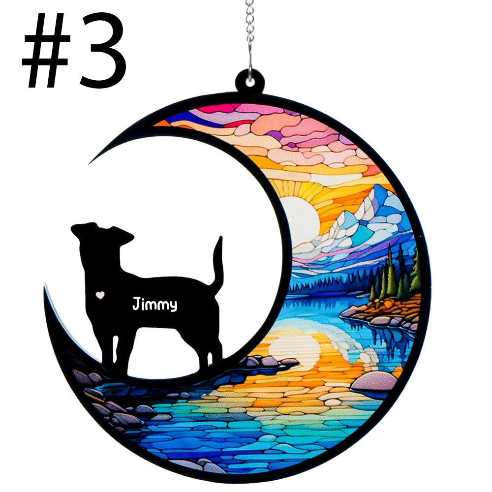 Dog Memorial Suncatcher,Pet Sympathy Gifts,Dog Memorial Gifts for Loss of Dog,Personalized Dog Pass Away Gifts with Name Date for Pet Lovers