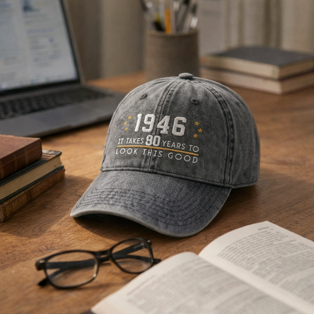 80th Birthday Gift Custom Embroidered Hat Aged to Perfection 1946 Personalized Vintage Dad Hat