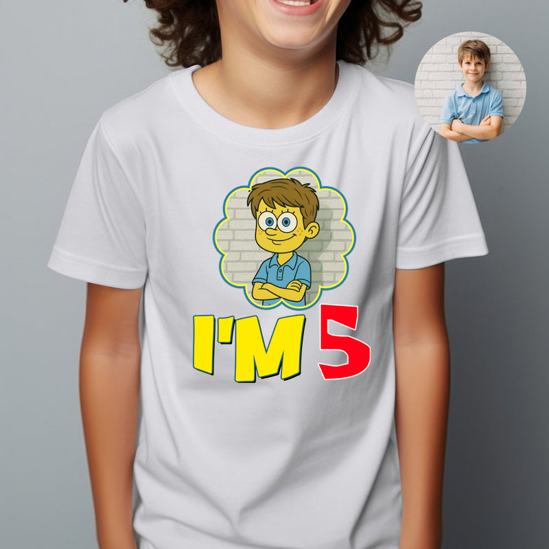 SpongeBob SquarePants Birthday Personalized Kids Shirt Family Shirts Customize Photo For Kid Cartoonize Shirt Birhday Gift For Boy, Girl