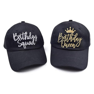 Birthday Party Hats Funny Birthday Queen Squad Embroidery Adjustable Baseball Cap for Women