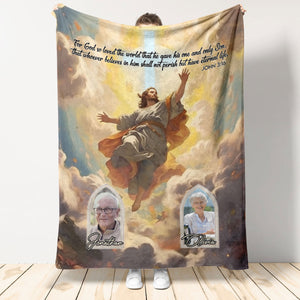 For God So Loved The World That He Gave His One And Only Son-John 3:16-Personalized Bible Scripture Blanket-Jesus Throw Blanket-Scripture Throw Blankets Upload Photo Custom Name