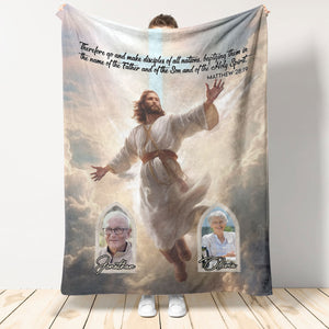 Therefore Go And Make Disciples Of All Nations-Matthew 28:19-Personalized Bible Verse Fleece Blanket-Christian Blankets-Personalized Scripture Blanket Upload Photo Custom Name