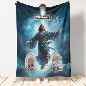 In All Your Ways Acknowledge Him And He Will Make Your Paths Straight-Proverbs 3:6-Personalized Bible Verse Throw Blanket-Christian Blankets Personalized Upload Photo Custom Name