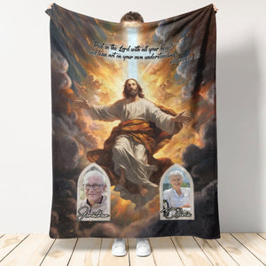 Trust In The Lord With All Your Heart-Proverb 3.5-Personalized Blankets With Bible Verses On Them-Jesus Christ Blanket-Scripture Blanket Throw Upload Photo Custom Name