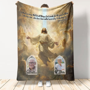 And We Know That In All Things God-Romans 8:28-Personalized Verse Blanket-Jesus Fleece Blanket Upload Photo Custom Name