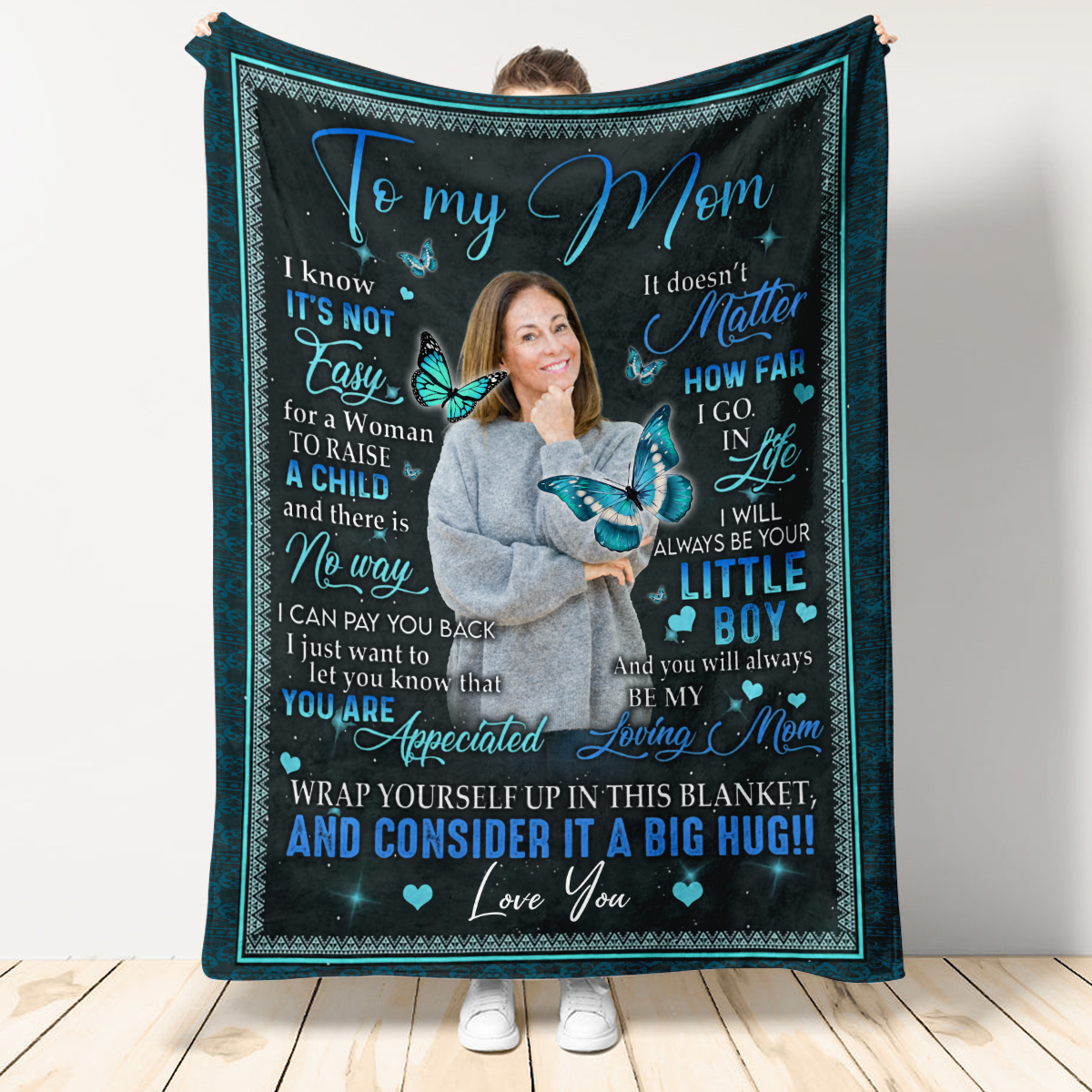 Personalized Blankets With Pictures - To My Mom It Doesn't Matter How Far I Go - Son To Mom, Daughter To Mom, Mother's Day Gift For Mom