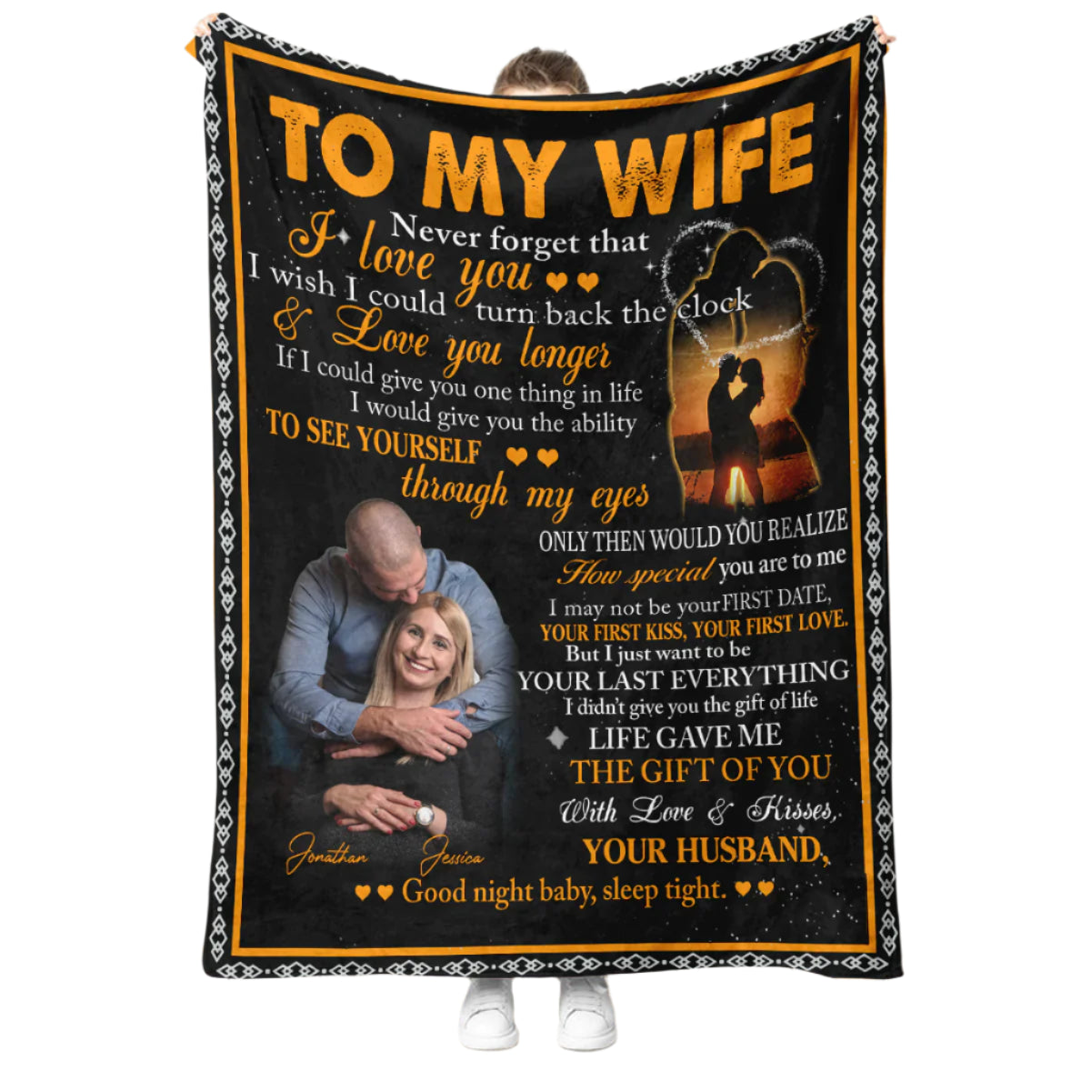 Custom Photo Fleece Blanket - To My Wife Never Forget That I Love You - Husband To Wife, Mother's Day Gift For Wife