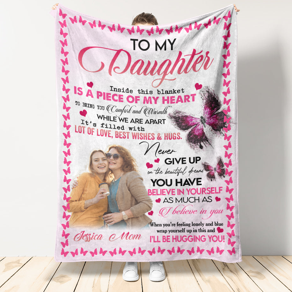 To My Daughter I Believe In You, Pink Fleece Blanket - Quilt Blanket, Gift For Daughter, For Daughter,   From Mom To Daughter