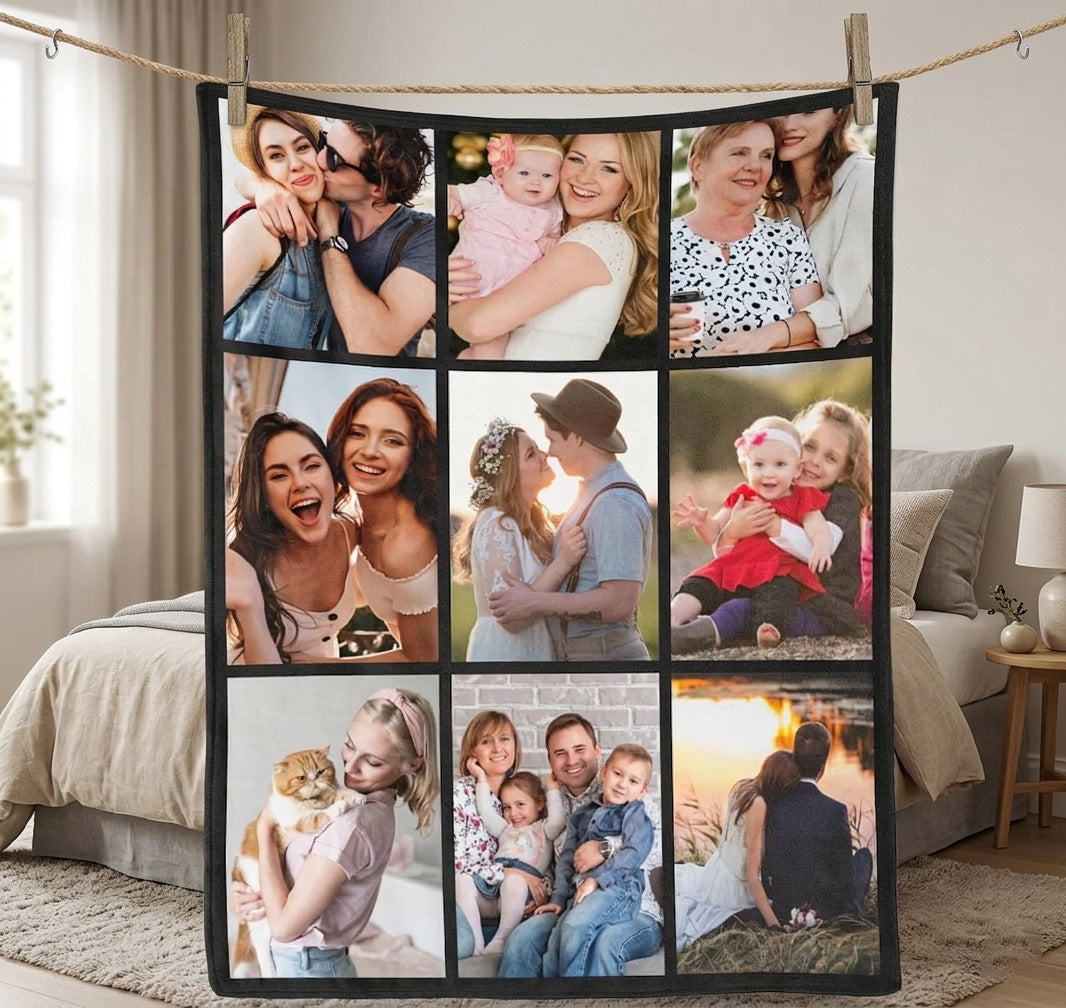 Custom Blanket with Photo, Personalized Blanket, Customized Photo Blankets, Customizable Picture Blankets, Anniversary Couple Gifts for Women Men Her Him, Mothers Day Blanket Gifts for Mom