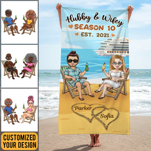 Hubby & Wifey - Personalized Beach Towel - Gift For Couple, Beach, Summer Vacation