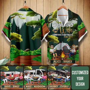 Camping Partners For Life - Personalized AOP Hawaiian Shirt - Gift For Couple, Husband, Wife, Camping, Summer