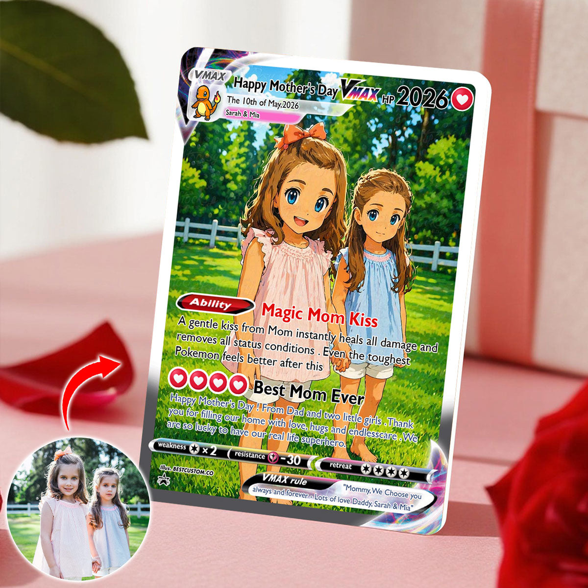 Personalized PKM Mother's Day Card | Custom Photo Art Card | Best Mom Wallet Card | Personalized PKM Gift for Mum | Gift From Kids | New Mom Gift