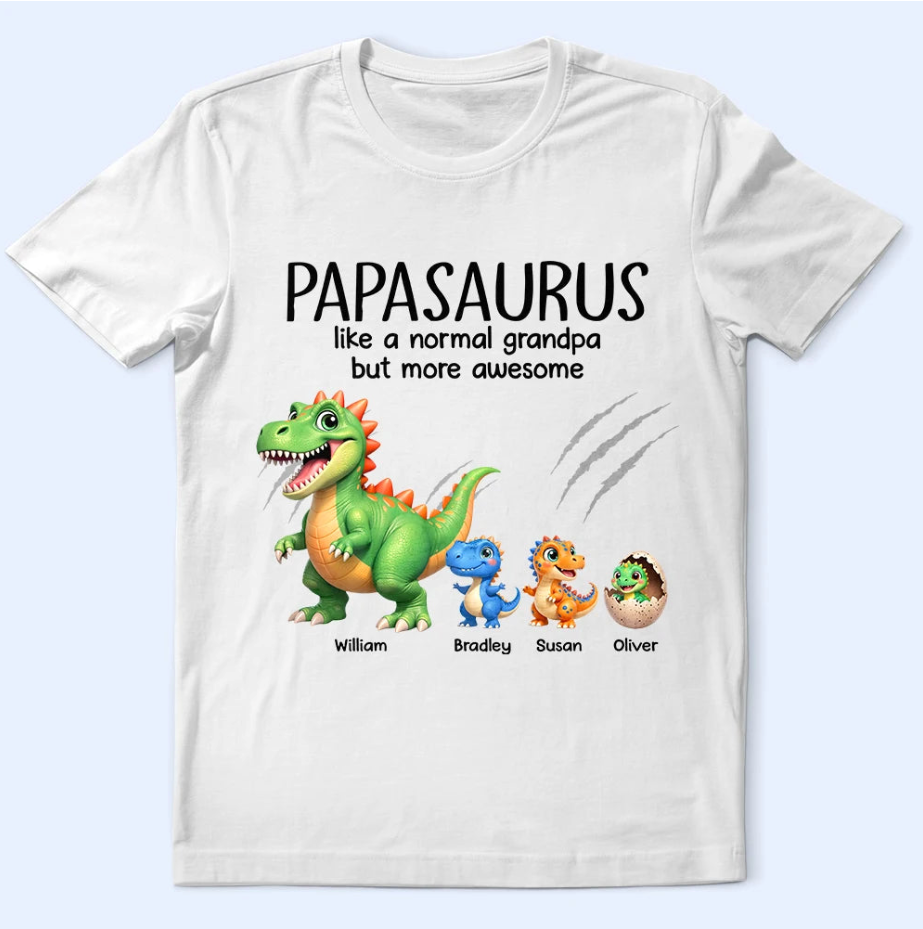 Papasaurus Like A Normal Grandpa But More Awesome - Personalized T Shirt bn1.png