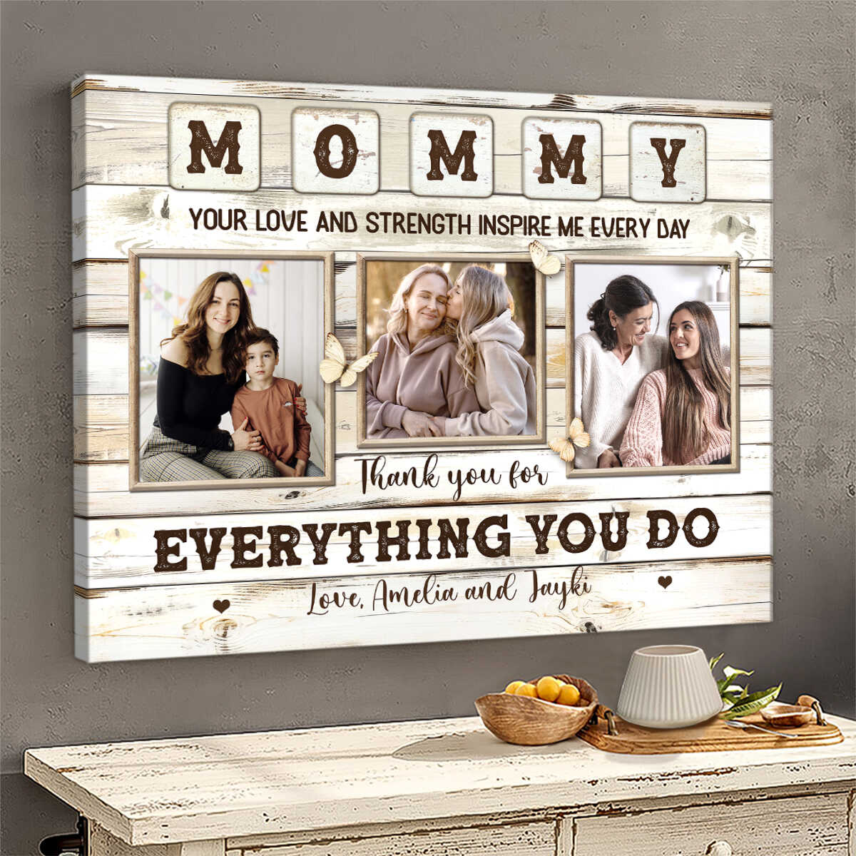 Personalize Mommy Custom Canvas Print, Mother s day Gift, Custom Photo Collages Canvas, Gift For Mom