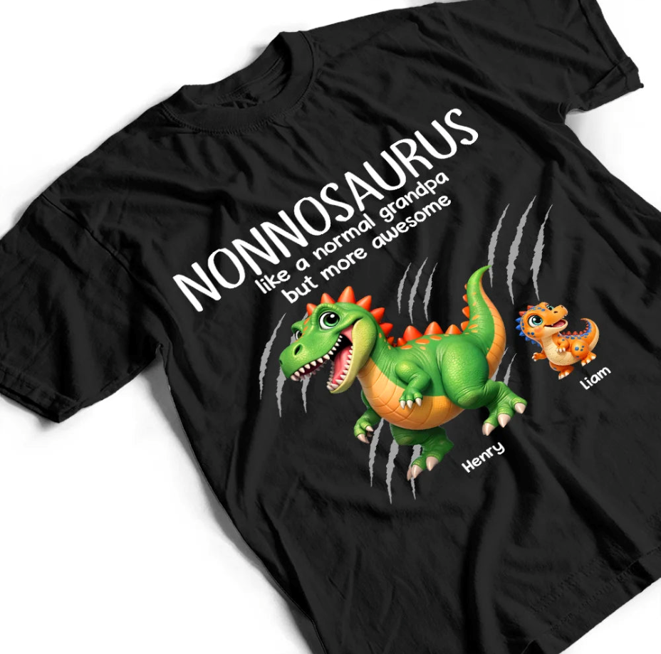 Papasaurus Like A Normal Grandpa But More Awesome - Personalized T Shirt bn3.png