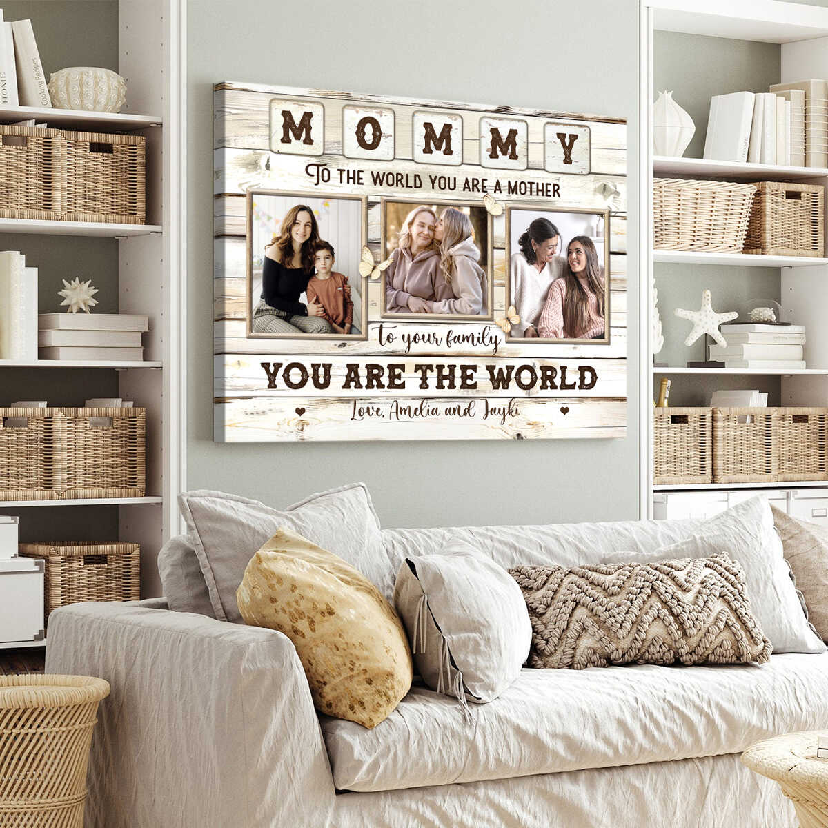 Personalize Mommy Custom Canvas Print, Mother s day Gift, Custom Photo Collages Canvas, Gift For Mom