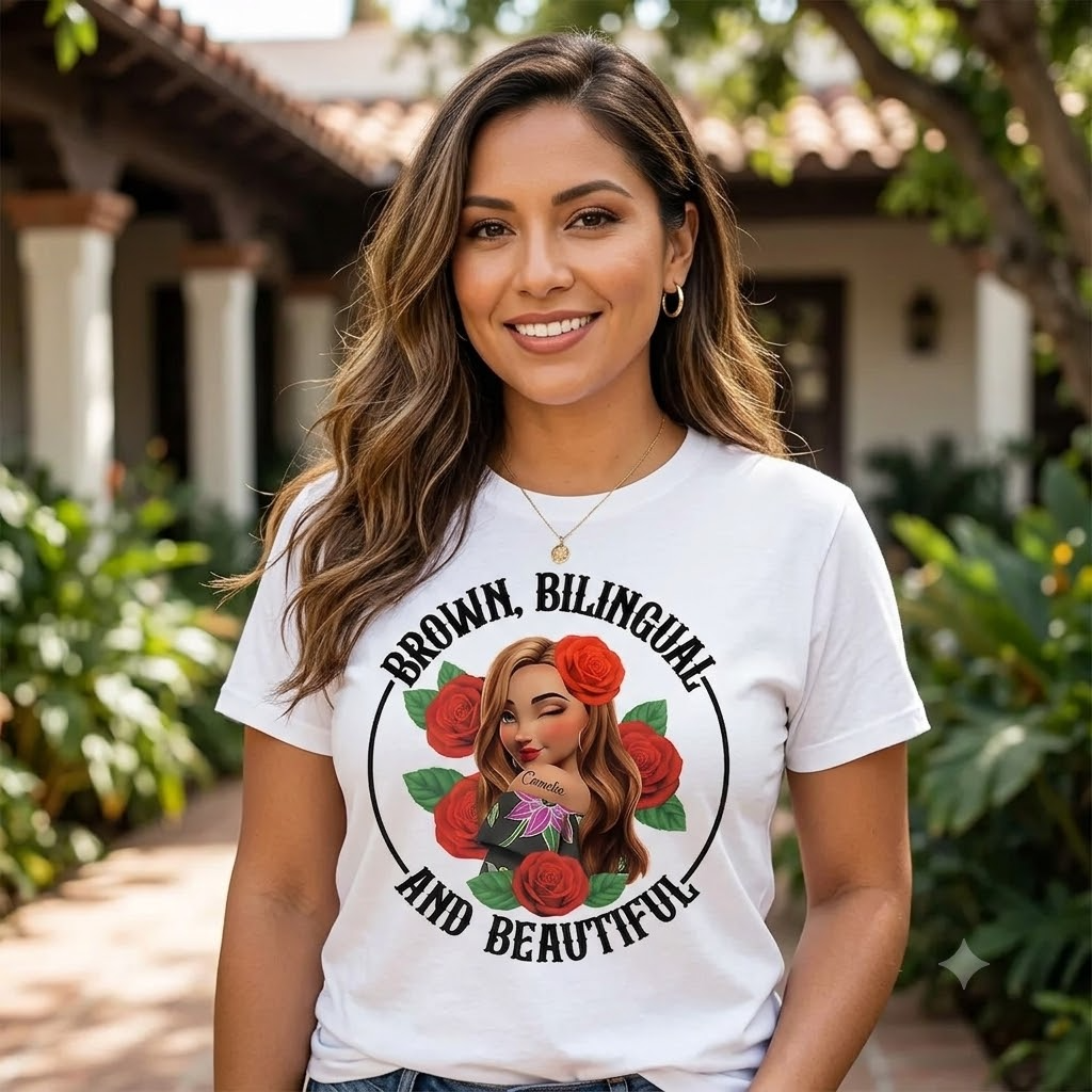 Brown Bilingual Beautiful Hispanic Month Mexican Latina - Personalized T Shirt