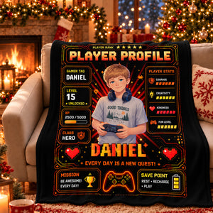 Gaming Player Profile Everyday Is A New Quest - Personalized Blanket