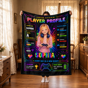 Gaming Player Profile Everyday Is A New Quest - Personalized Blanket