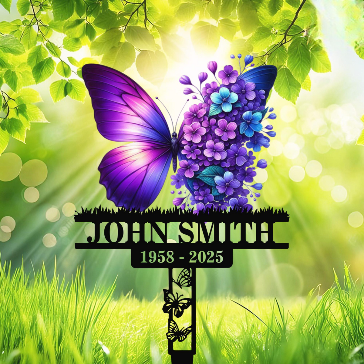 Custom Butterfly Memorial Stake,Personalized Memorial Metal Stake,Remembrance Stake,Sympathy Gift,Outdoor Grave Marker, In Loving Memorial