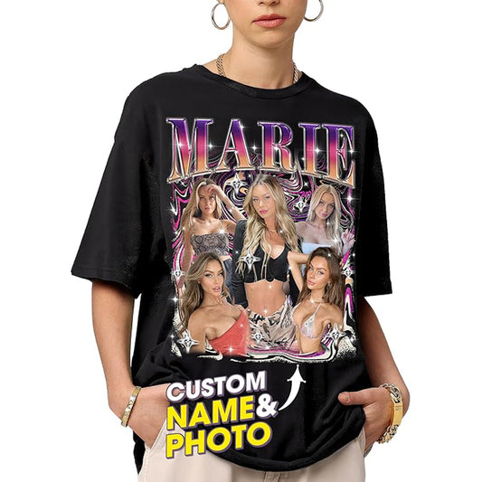 Custom Bootleg Rap Tee Shirt for Boyfriend Girlfriend Custom Face Tshirt Vintage Graphic Shirt Gift Idea Birthday