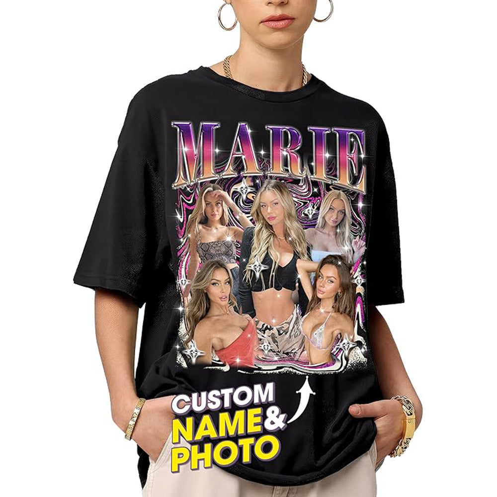 Custom Bootleg Rap Tee Shirt for Boyfriend Girlfriend Custom Face Tshirt Vintage Graphic Shirt Gift Idea Birthday