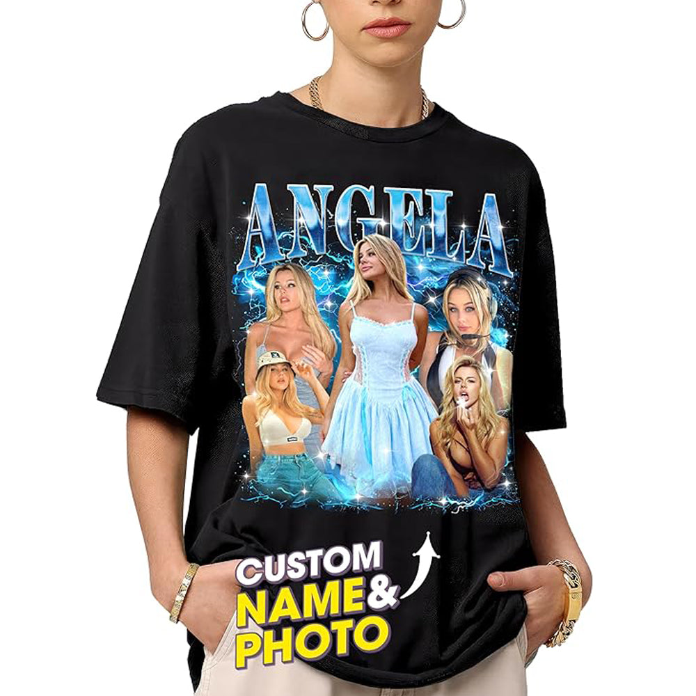 Custom Bootleg Rap Tee Shirt for Boyfriend Girlfriend Custom Face Tshirt Vintage Graphic Shirt Gift Idea Birthday