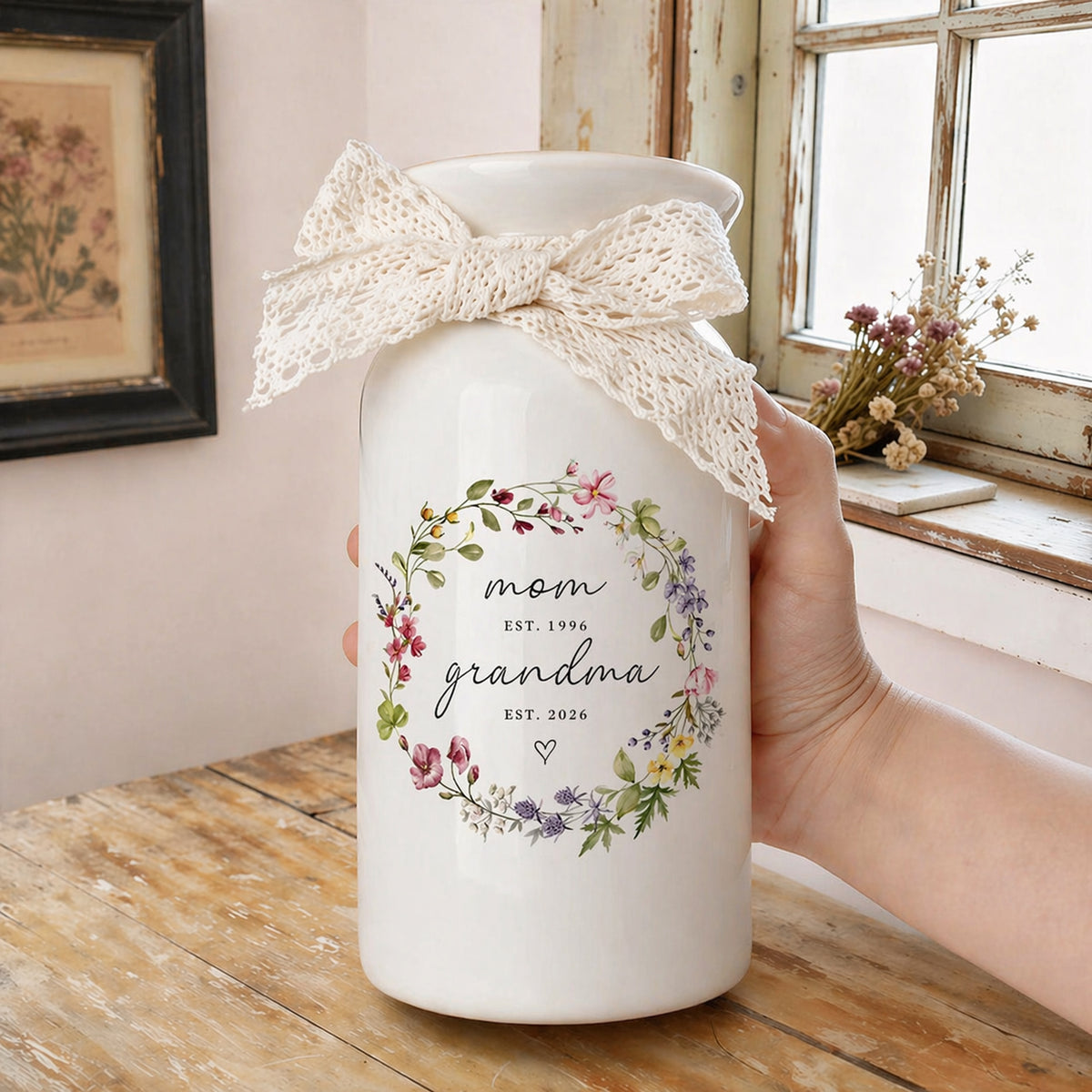 New Grandma Flower Vase, First Time Grandma Gift, Mothers Day Gift, Flower Vase for Nana, Pregnancy Announcement, Gift for Mom,Birthday Gift
