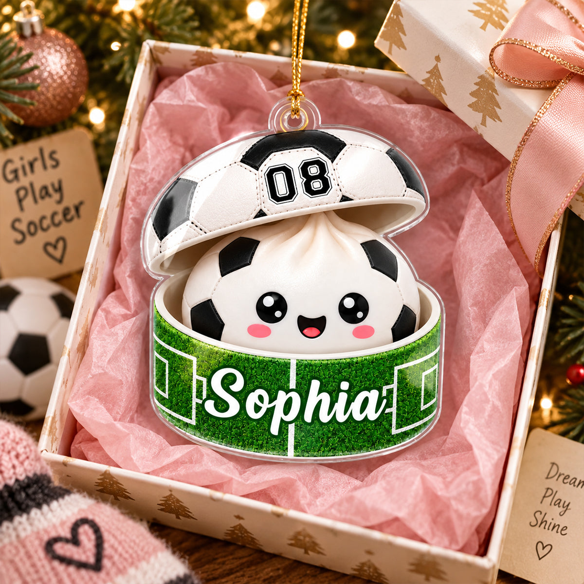 Custom Soccer Dumpling Squishy Style - Personalized Acrylic Ornament