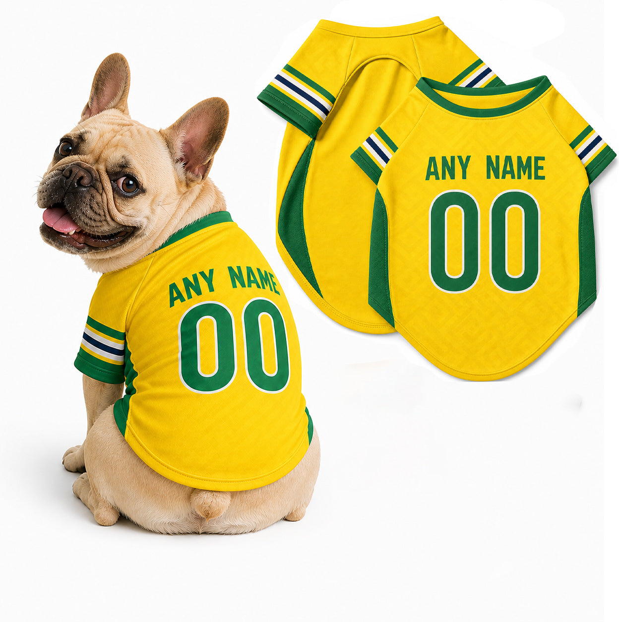Brazil Dog T-Shirt Jersey Style Custom Name and Number Pet Clothes Gifts