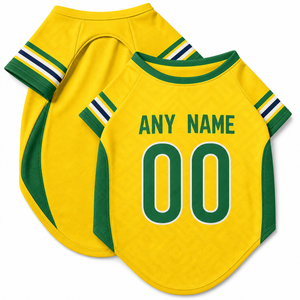 Brazil Dog T-Shirt Jersey Style Custom Name and Number Pet Clothes Gifts