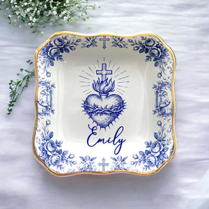 Personalized Sacred Heart and Cross Jewelry Dish, Custom Name Catholic Gift, First Communion Trinket Dish, Confirmation Baptism Ring Tray c00b84f9-b762-423d-961a-bde0fac79c6b-7.jpg