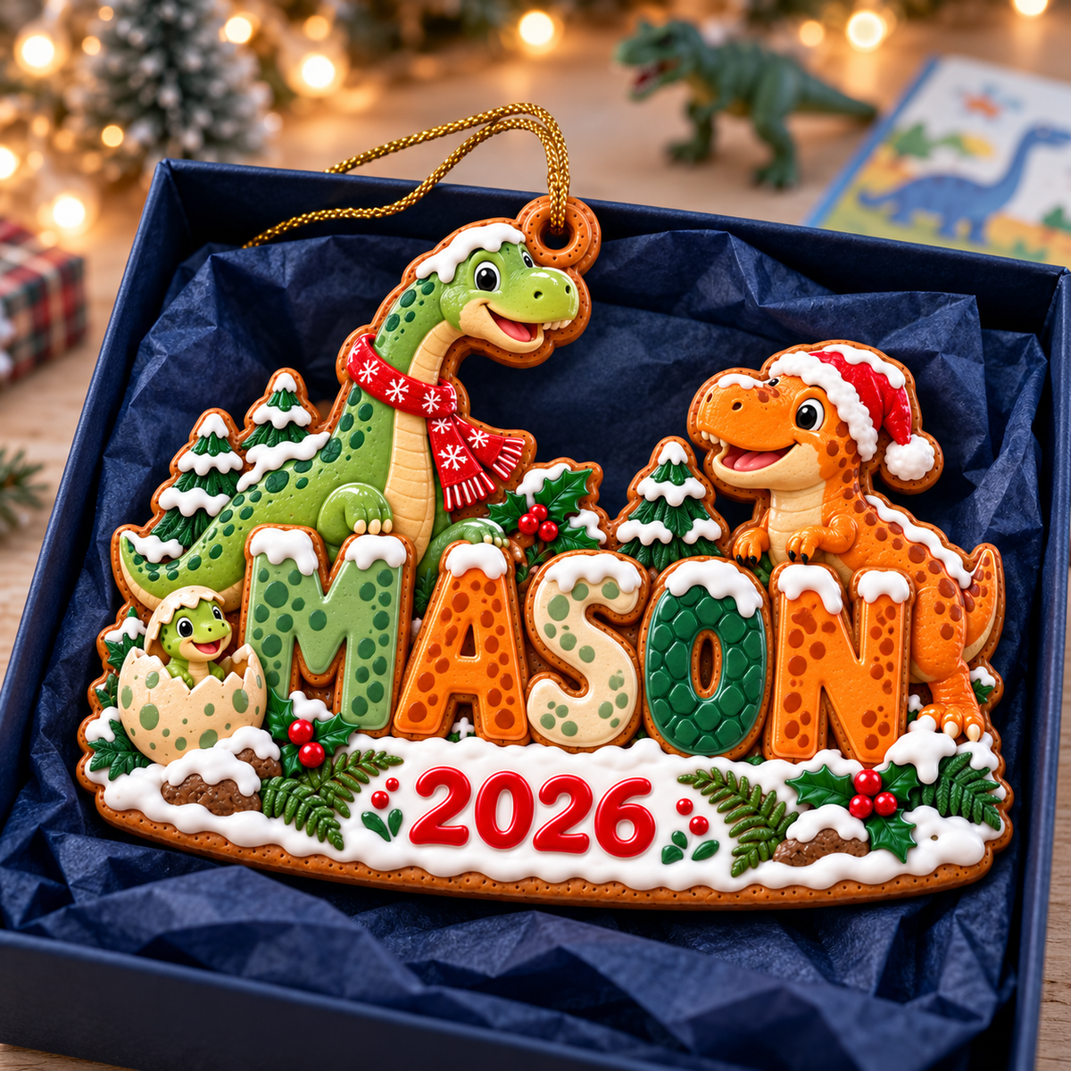 Personalized Dinosaur Christmas Ornament 2026 – Custom Name with Cute Dinosaurs, Holiday Keepsake Gift for Kids and Dinosaur Lovers c017ab0d-6e3f-4395-9b4f-6430840367d2-MASON-Christmas-Dinosaur-Ornament-2.png