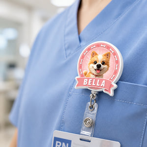 Custom Cartoon Pet Badge Reel — Photo to Portrait with Name - Personalized Custom Shape Badge Reel c0237bbb-4857-47e8-9ab0-54bdb8844b77.jpg